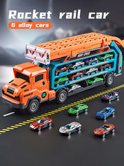 3D Rail Flying Car Set – Inertial Power Puzzle Track with Transforming Alloy Vehicles