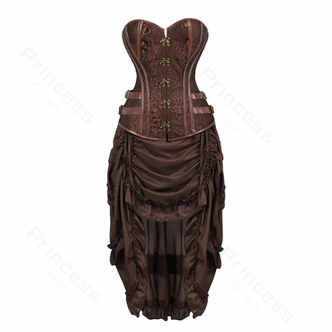 Steampunk Pirate Costume for Women – Cagalli Yulia cosplay Leather Corset Top with Drawstring Skirt Plus Size