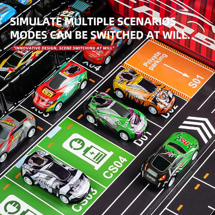 48-Piece Mini Racing Car Set with Play Map & 4-Level Garage – Gift Box Edition for Kids