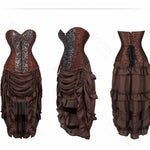 Steampunk Pirate Costume for Women – Cagalli Yulia cosplay Leather Corset Top with Drawstring Skirt Plus Size