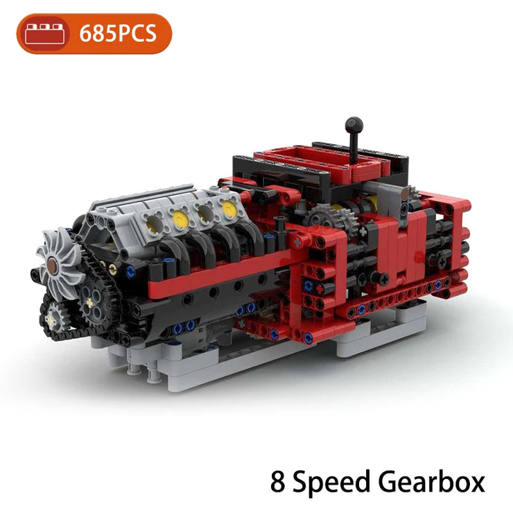 MOC DIY Electric Motor & Gearbox Kit – Technical Building Blocks for Mechanical Models