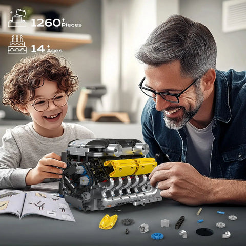 Engine Building Blocks Model Series Technical STEM Toys Moc Tank V8 Engine Supercar W16 Bricks Assembly Toy Set Kids Adults Gift