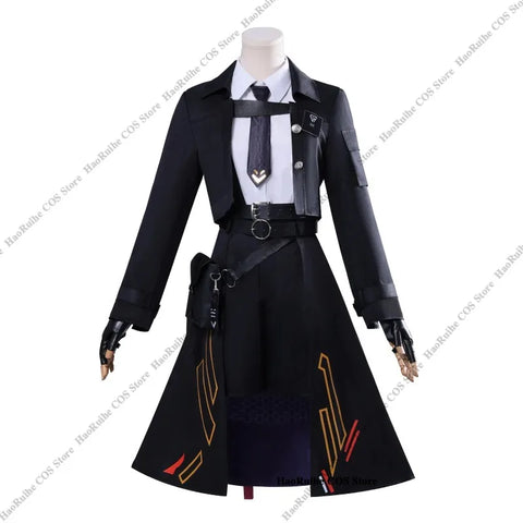 Game Love and Deepspace Anime Cosplay Costume Black Fashion Wig Dress Uniform for Women Girls Halloween Party Role Play