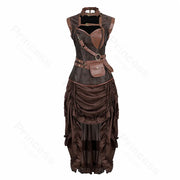 Steampunk Pirate Costume for Women – Cagalli Yulia cosplay Leather Corset Top with Drawstring Skirt Plus Size