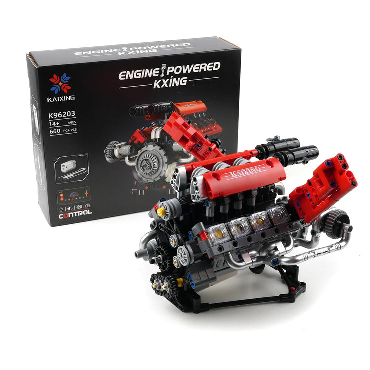 660PCS V8 Engine Model Technical Building Blocks K96203 With Motor + LED Light APP Control Programmable Cars Assembly Bricks Toy