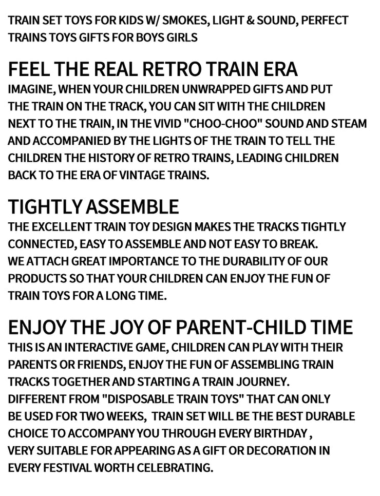 Large Electric Train Track Set – Classic Steam Engine with Lights, Sounds & Long Tracks for Kids