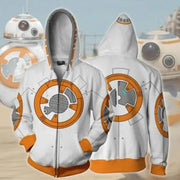 R2-D2 Cosplay Hoodie – Robot Sweatshirt with Zipper, Inspired by Darth Vader and Stormtrooper for Men and Women