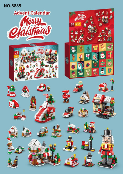 Christmas Advent Calendar Building Block Countdown 24 Days Xmas Christmas Tree Santa Deer Bricks Model Toys For Xmas Kids Gift