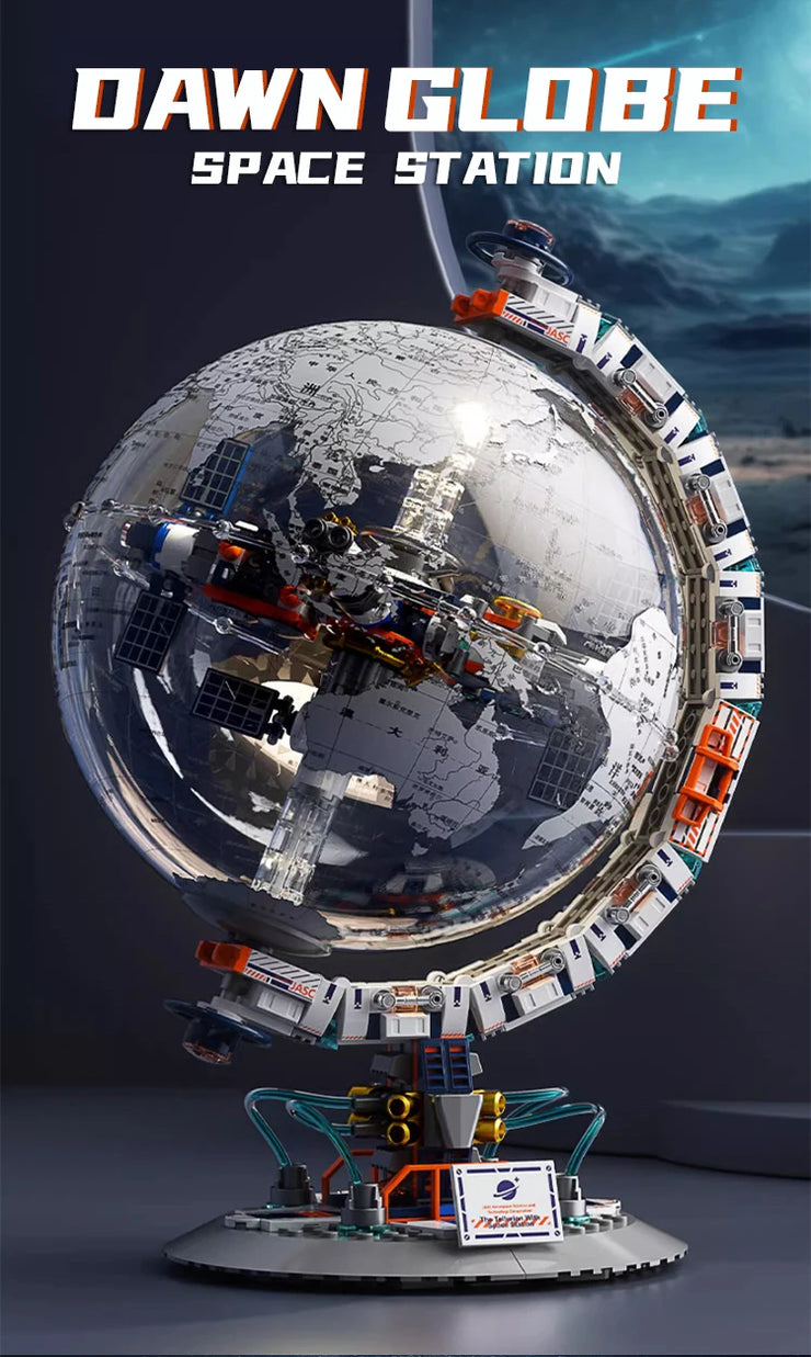 Creative Technology Space Station Transparent Globe Building Set – High-Tech Construction Bricks