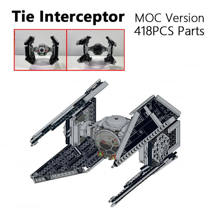 TIE Interceptors Defender 418 pieces  MOC Building Blocks Imperial Fleet Emperor Royal Guard Fighters DIY Brick Space Collection Toys