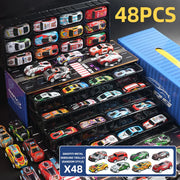 48-Piece Mini Racing Car Set with Play Map & 4-Level Garage – Gift Box Edition for Kids