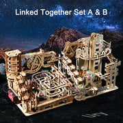 URY 3D Wooden Marble Run Electric Catapult Track – Mechanical Puzzle Model Kit