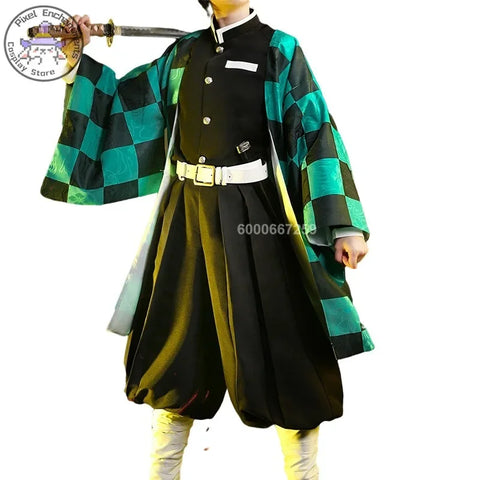 Demon Slayers Kimetsu No Yaiba Anime Kamado Tanjirou Cosplay Costume Women Men Kisatsutai Uniform Wig Halloween Comic Con Outfit