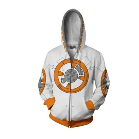 R2-D2 Cosplay Hoodie – Robot Sweatshirt with Zipper, Inspired by Darth Vader and Stormtrooper for Men and Women