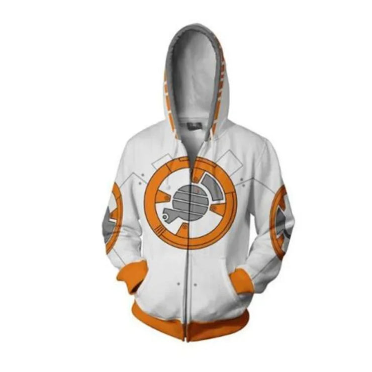 R2-D2 Cosplay Hoodie – Robot Sweatshirt with Zipper, Inspired by Darth Vader and Stormtrooper for Men and Women