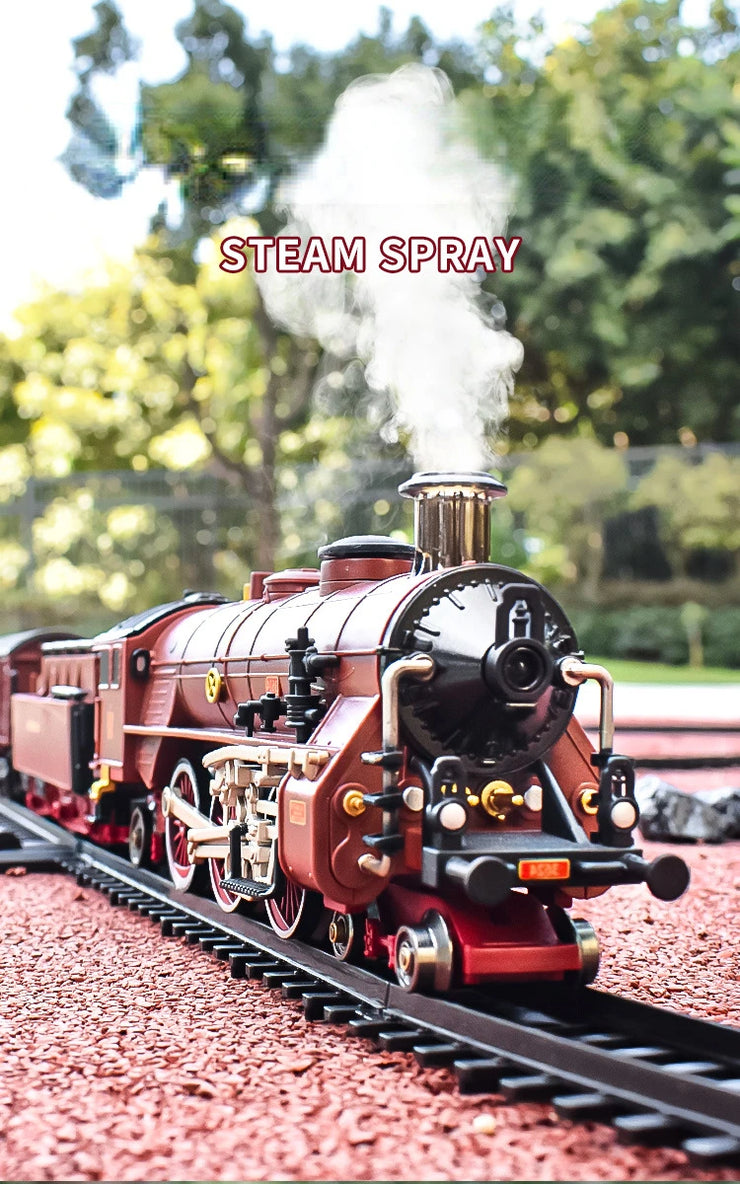 Classic Electric Train Set – Retro Steam Locomotive with Alloy Engine and Tracks for Kids