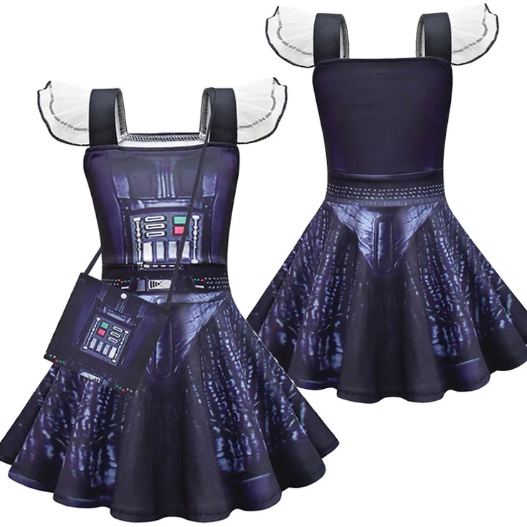 Black Knights Stormtrooper Cosplay Costume – Fancy Dress for Girls Aged 6 to 14, Inspired by Movie Space Battles