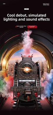 Retro Electric Steam Train Set – Classic Model with Tracks, Smoke, Sound & Light for Kids