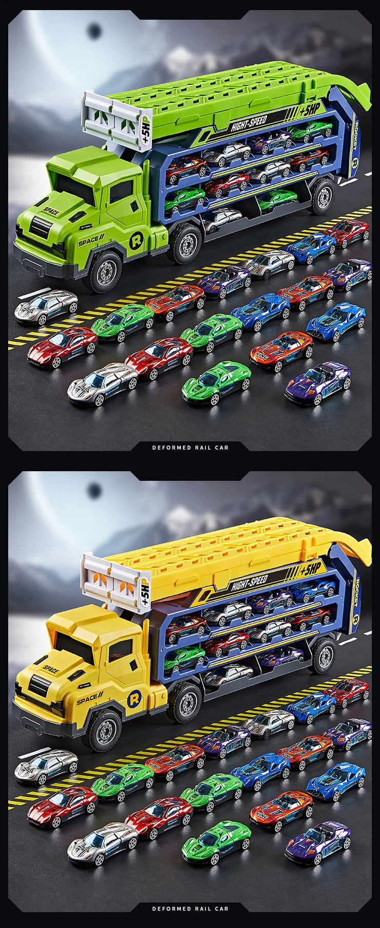 3D Rail Flying Car Set – Inertial Power Puzzle Track with Transforming Alloy Vehicles