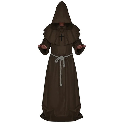 Cosplay Plague Doctor  Costume Medieval Hooded Robe Steampunk Terror Mask Hat Adult Halloween Party Role Play Size S-XL