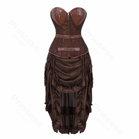 Steampunk Pirate Costume for Women – Cagalli Yulia cosplay Leather Corset Top with Drawstring Skirt Plus Size