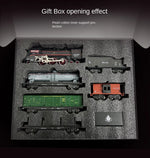 Retro Steam Train Track Set – Electric Locomotive with Smoke, Lights, Sound, Cargo Cars & Tracks for Kids