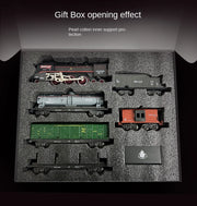 Retro Steam Train Track Set – Electric Locomotive with Smoke, Lights, Sound, Cargo Cars & Tracks for Kids