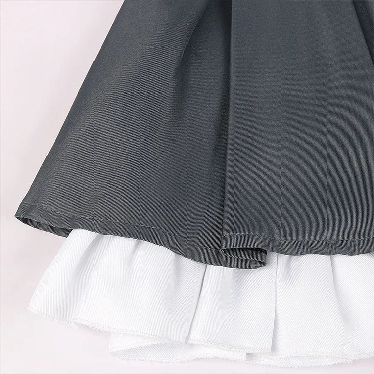 Akemi Homura Cosplay Costume – Puella Magi Madoka Magica Combat Dress with Bow, Wig, and Uniform for Halloween or Party Events