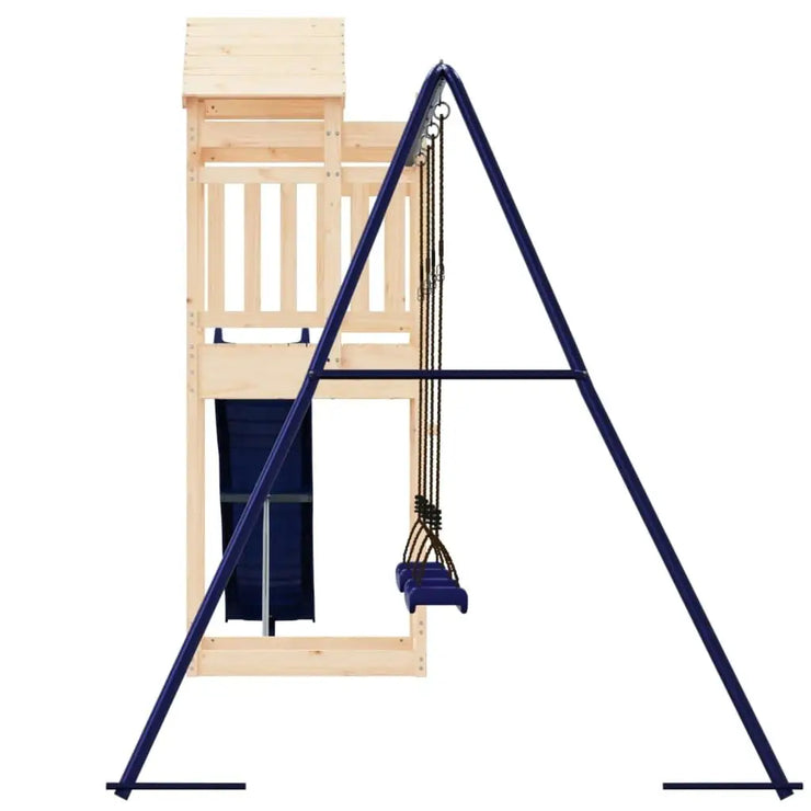Solid Pine Outdoor Playset - Durable Wooden Climbing Frame & Slide Adventure