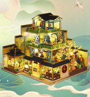 Big DIY Wooden Dollhouse with Furniture & Lights – Chinese Style Villa Miniature Kit