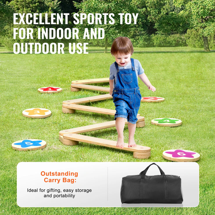 VEVOR Kids Balance Beam Stepping Stones Wooden Balance Boards