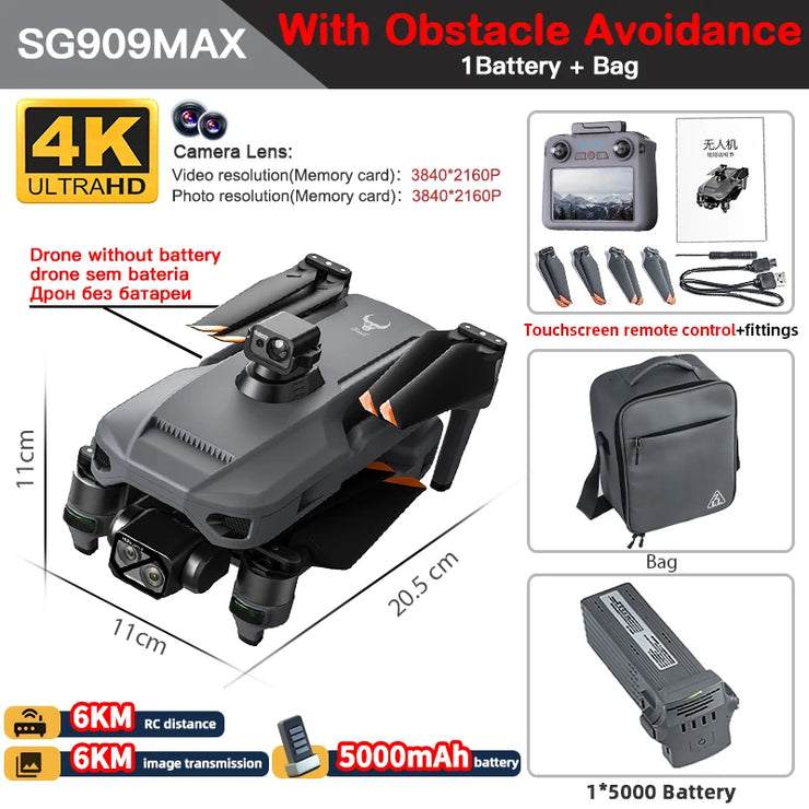 ZLL SG909 SG909MAX Professional Drone With 4K Camera GPS 3-Axis Gimbal 360 Obstacle Avoidance Touch Screen FPV Brushless RC Drone
