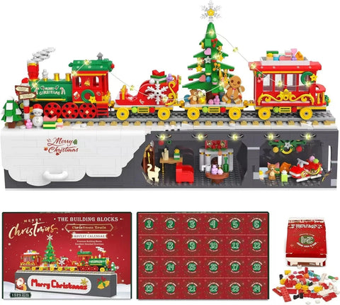 Christmas Advent Calendar Building Block Countdown 24 Days Xmas Christmas Tree Santa Deer Bricks Model Toys For Xmas Kids Gift