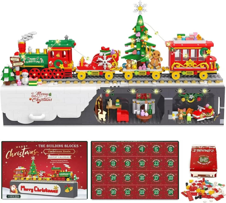Christmas Advent Calendar Building Block Countdown 24 Days Xmas Christmas Tree Santa Deer Bricks Model Toys For Xmas Kids Gift