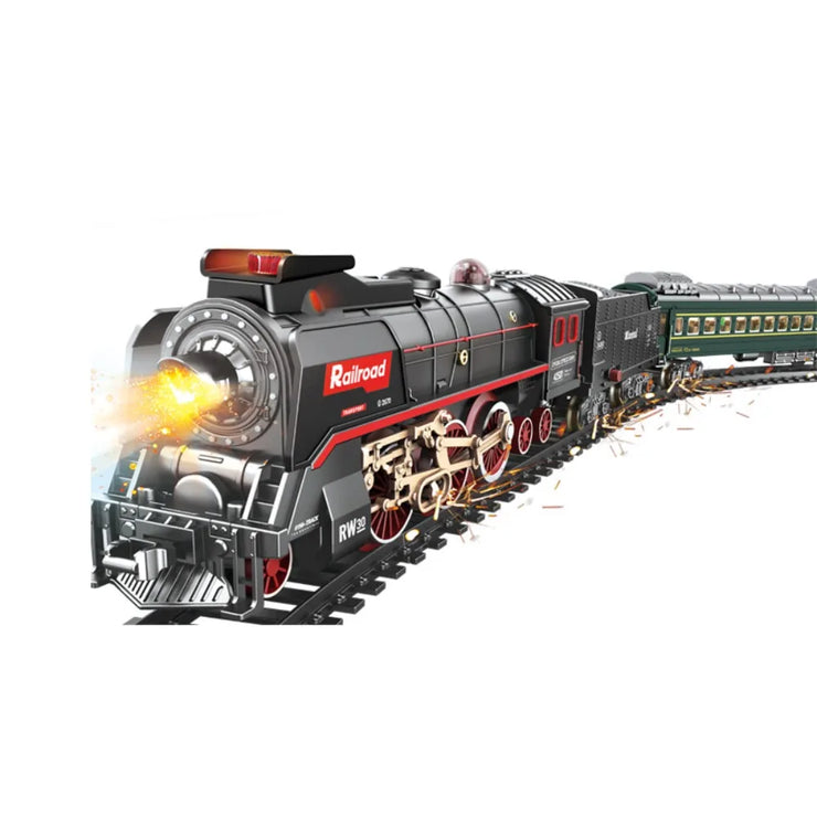 Remote Control Electric Train Set – Classic Model with Assembled Railway Tracks, Light & Sound for Kids