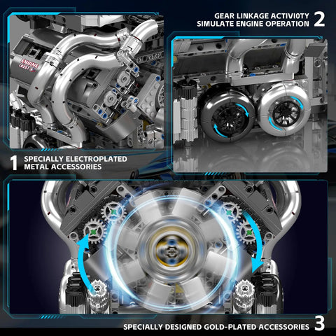 Engine Building Blocks Model Series Technical STEM Toys Moc Tank V8 Engine Supercar W16 Bricks Assembly Toy Set Kids Adults Gift