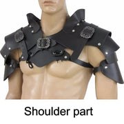 Medieval Ancient Greek Roman Gladiator PU Leather Cuirass – Viking Warrior Chest and Shoulder Armor Steampunk Breastplate for LARP Costume