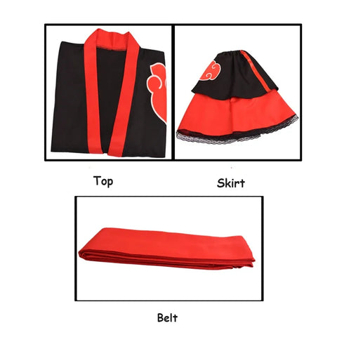 Lolita Anime Dress for Women – Cosplay Costume Featuring Akatsuki Kimono and Uchiha Sasuke Maid Dress Styles