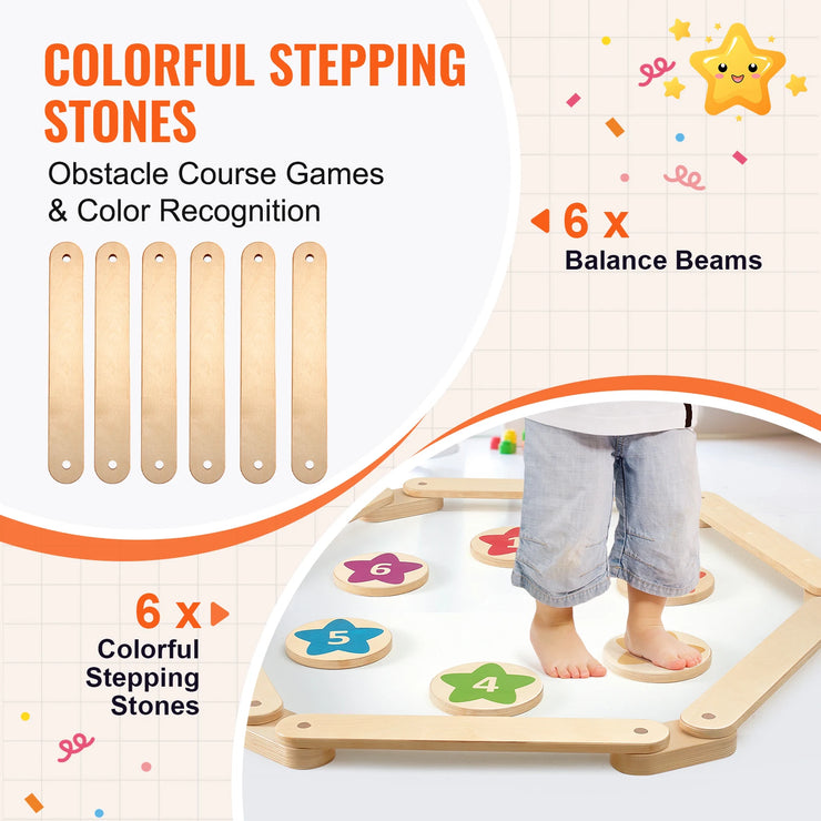 VEVOR Kids Balance Beam Stepping Stones Wooden Balance Boards