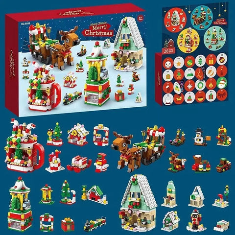 Christmas Advent Calendar Building Block Countdown 24 Days Xmas Christmas Tree Santa Deer Bricks Model Toys For Xmas Kids Gift