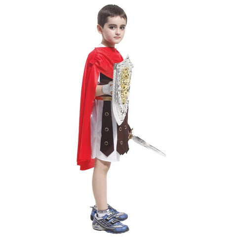 Child Greek Roman Warrior Gladiator Costume Boys Knight Cosplay Carnival Party Fancy Dress Costume only. No Weapon