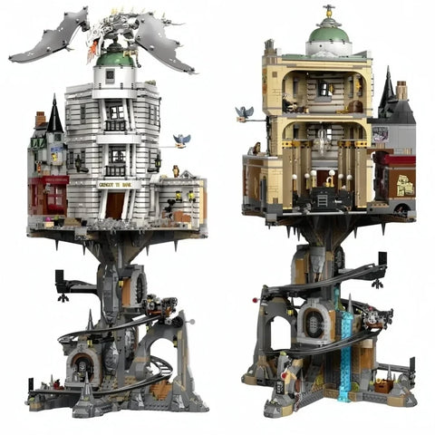 4803pcs Gringotts Wizard Classic Bank Street View Model Building Kits Construction Block with 13 mini figures