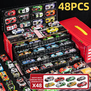 48-Piece Mini Racing Car Set with Play Map & 4-Level Garage – Gift Box Edition for Kids