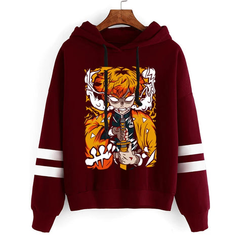 Demon Slayer Hoodie Zenitsu Agatsuma Pullovers Sweatshirt Fashion Manga Street Cool Top Demon Slayer Anime