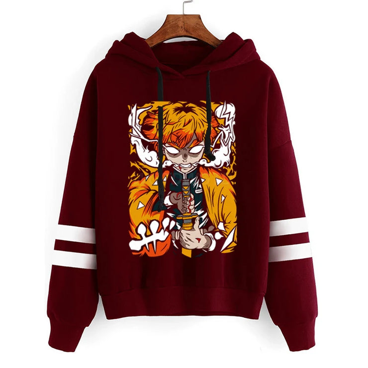 Demon Slayer Hoodie Zenitsu Agatsuma Pullovers Sweatshirt Fashion Manga Street Cool Top Demon Slayer Anime