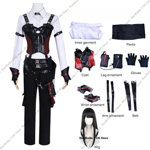 Game Hunter Heroine Female Cosplay Costume Xavier Zayne Rafayel Wig Uniform Anime Love And Deepspace Miss Hunter Party Girl Suit