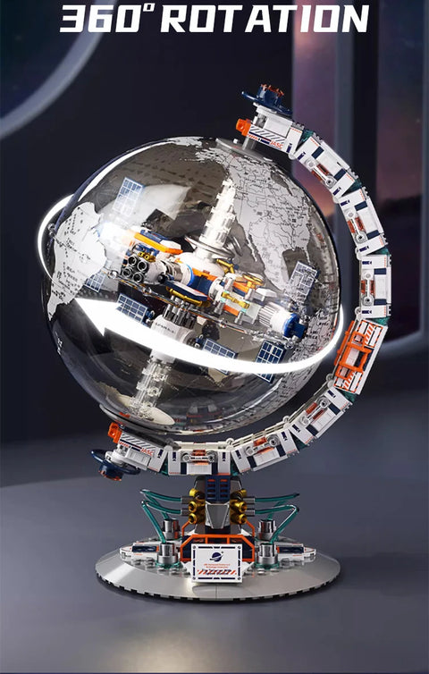 Creative Technology Space Station Transparent Globe Building Set – High-Tech Construction Bricks