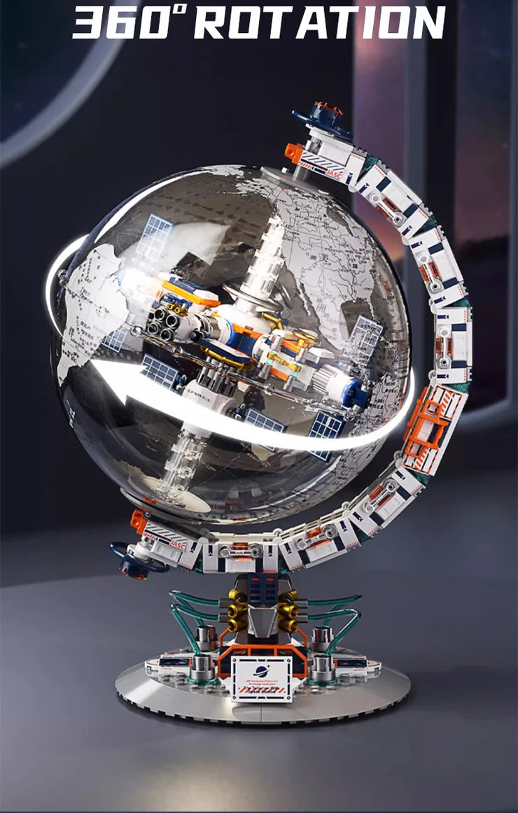 Creative Technology Space Station Transparent Globe Building Set – High-Tech Construction Bricks