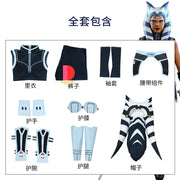 Star Wars Ahsoka Tano Costume – Adult and Child Anime Outfit with Hat for Halloween, Role Play, and Comic Con Events
