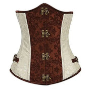 Steampunk Corsets for Women Gothic Corset Bustier Zipper Plus Size Vintage Faux Leather Corset Top Brown Plus Sizes